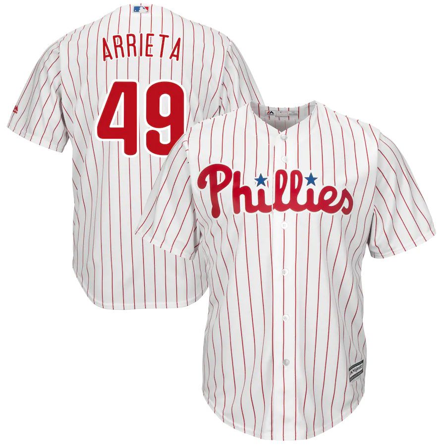 Youth Philadelphia Phillies 49 Jake Arrieta Majestic White Replica Player MLB Jerseys